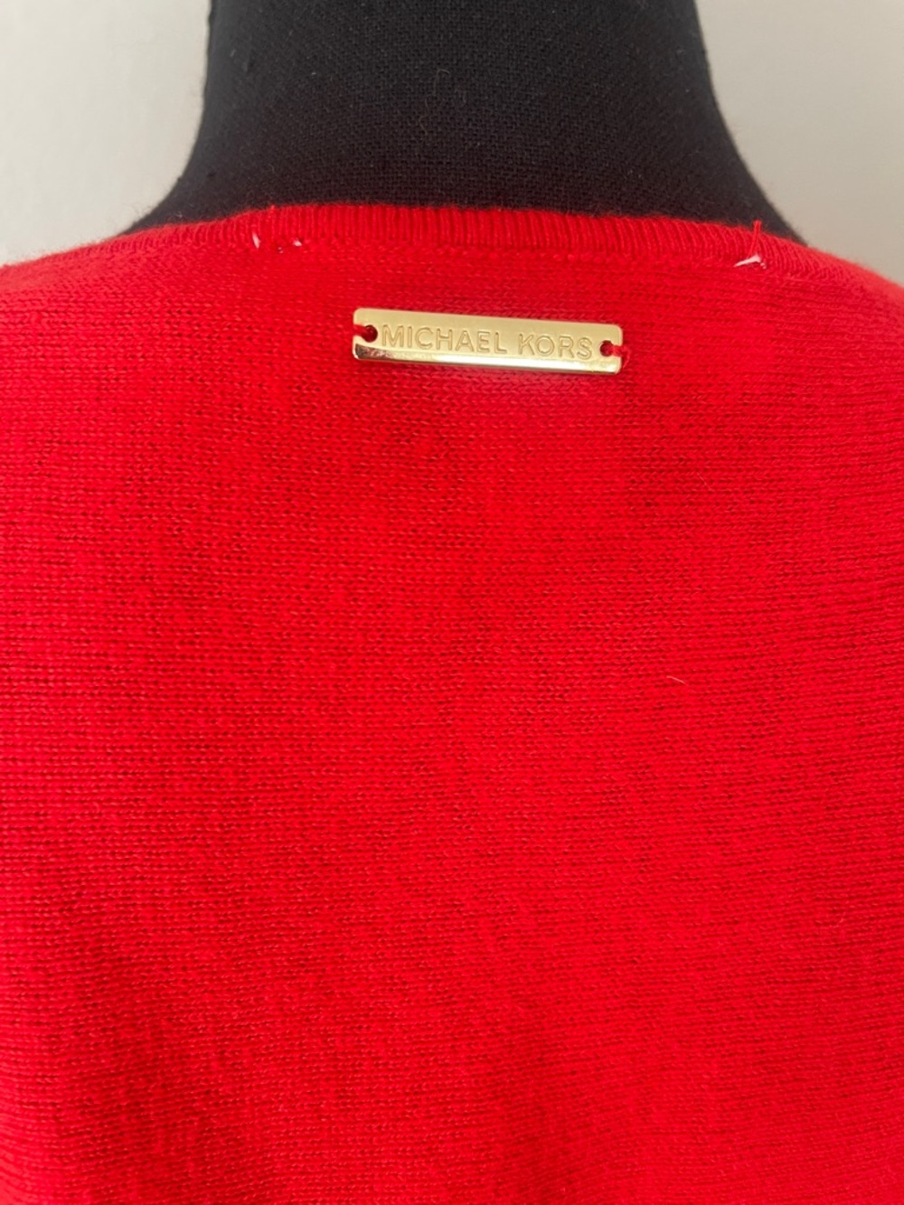 Michael Kors Vibrant Red Crewneck Knit Top with Gold Logo - Picture 2 of 2